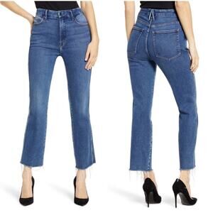 Good American Curve Straight Leg Raw Hem Jeans Size 6/28